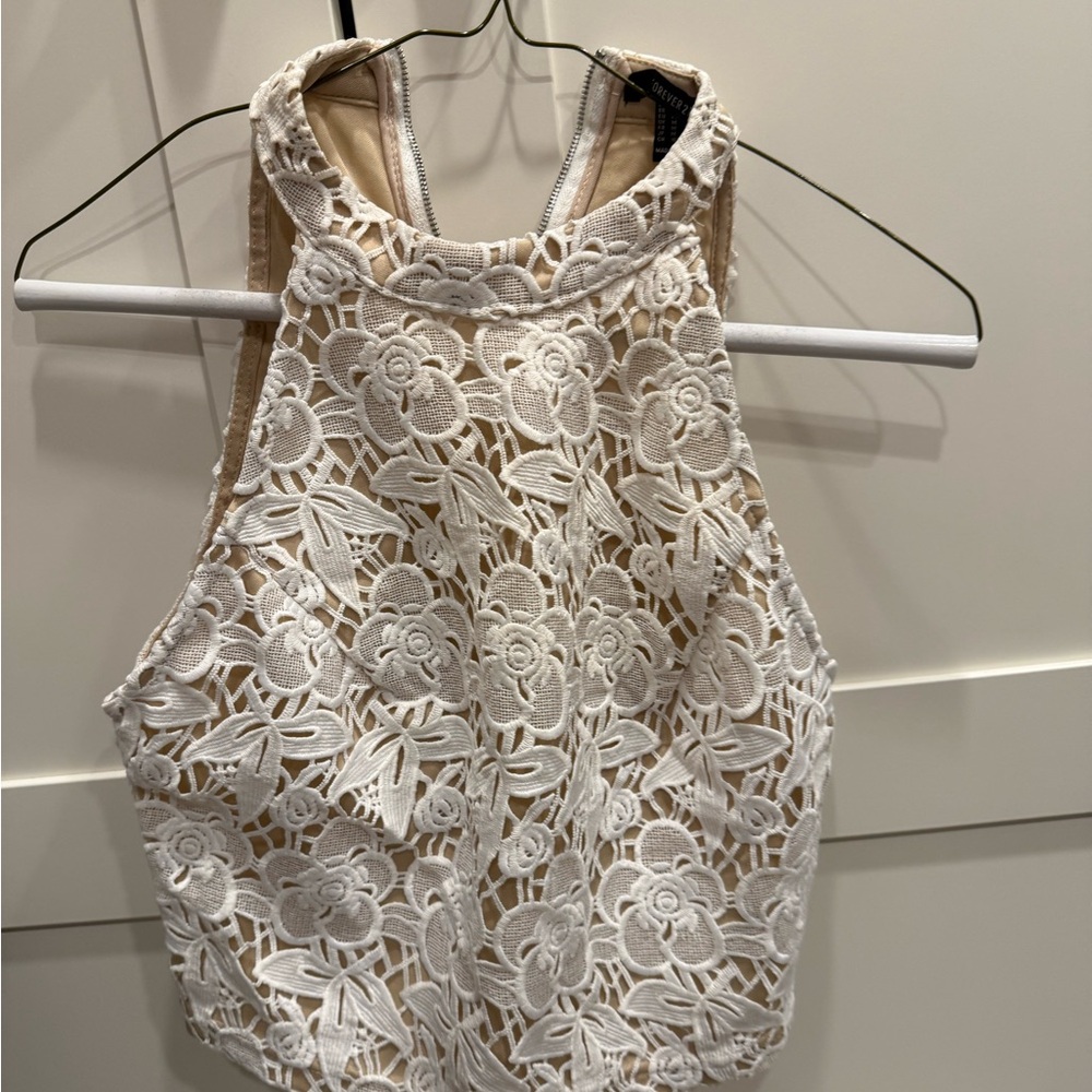 Elegant White Lace Halter Top